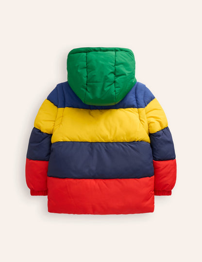 2-in-1 Puffer Coat-Multi Stripe