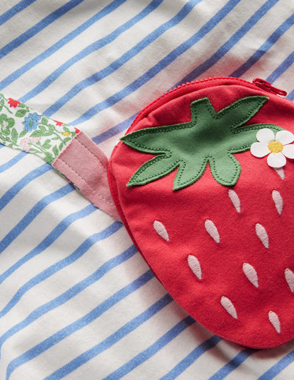 Appliqué Pocket T-Shirt-Arctic Blue/ Ivory Strawberry