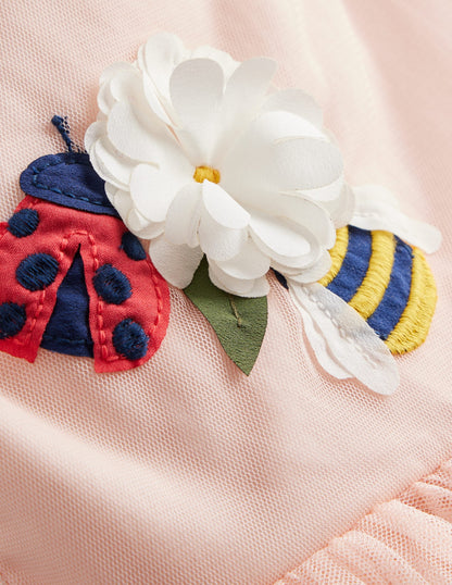 Appliqué Tulle Dress-Provence Dusty Pink Bugs