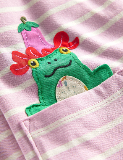 Appliqué Jersey Tunic-Sugared Almond Pink/Ivory