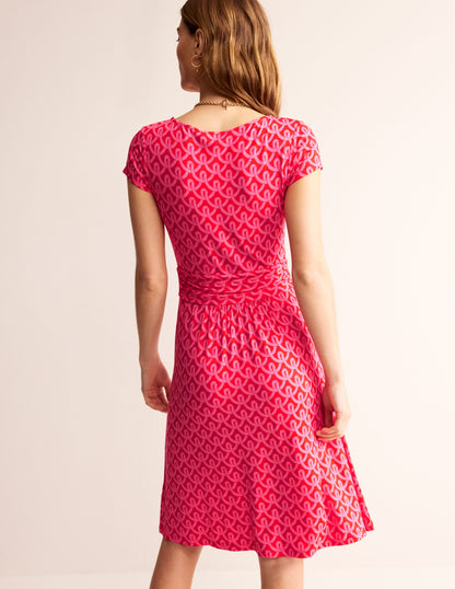 Amelie Jersey Dress-Sangria Sunset, Geo Terrace