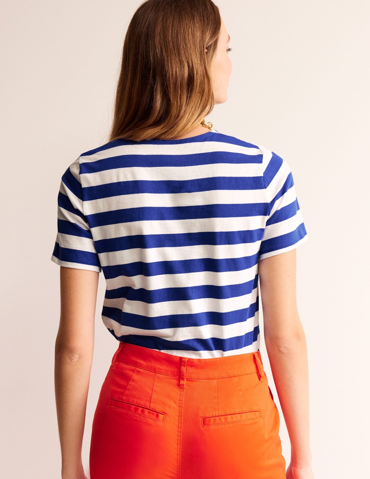 Bea Short Sleeve Breton-Blue, Ivory