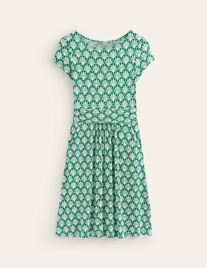 Amelie Jersey Dress-Green Tambourine, Shells