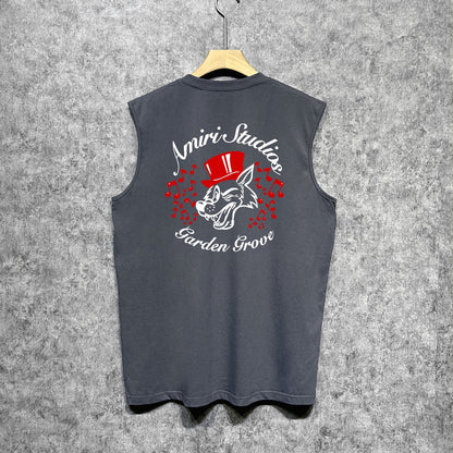 Amiri tank top hat big gray wolf printing