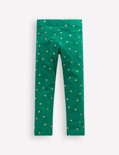 Appliqué Leggings-Jewel Green Robins
