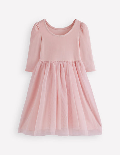 Aurora Appliqué Tulle Dress-Chalk Pink Poodles