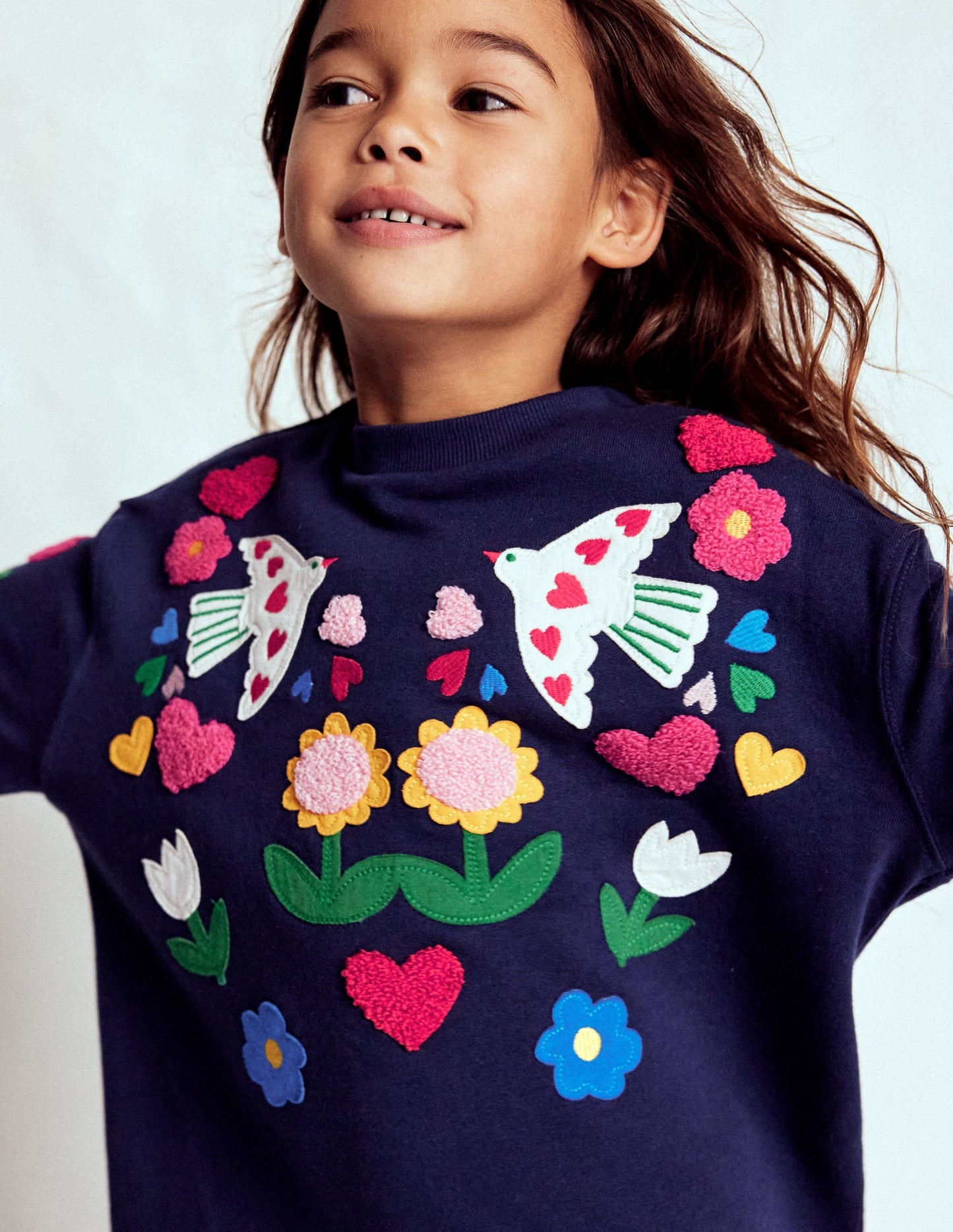 Ami Relaxed Sweatshirt Dress-College Navy Birds