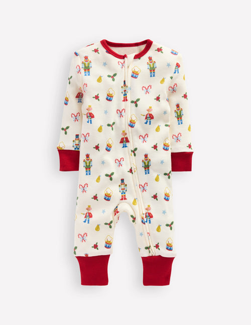 All-in-One Jersey Romper-Ivory Festive