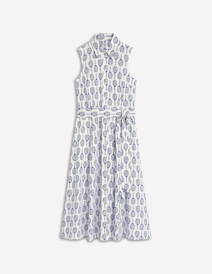 Amy Sleeveless Shirt Dress-Ivory, Tennis