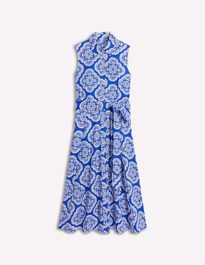 Amy Sleeveless Shirt Dress-Gallery Blue, Botanic Blush