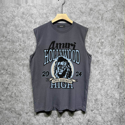 Amiri tank top blue lion printing