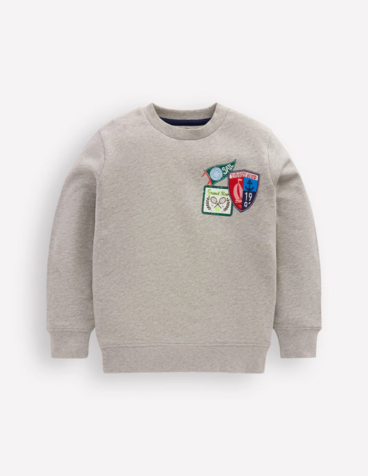 Badge Sweatshirt-Grey Marl Sports