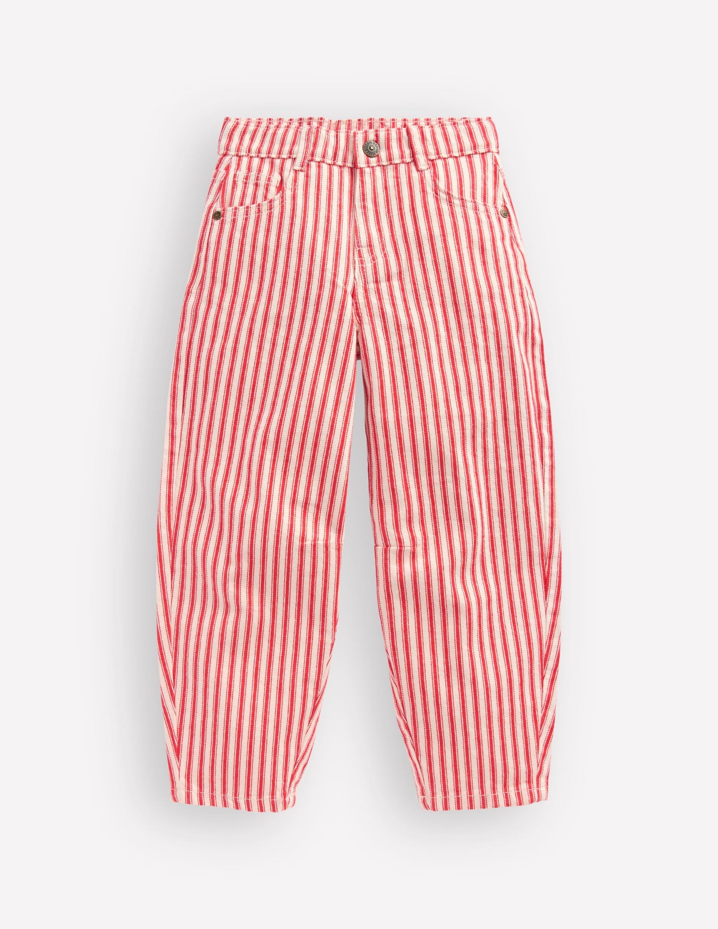 Barrel Leg Jeans-Poppy Red Tram Stripe