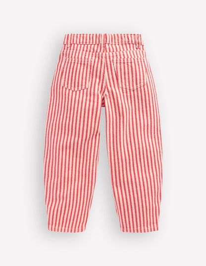 Barrel Leg Jeans-Poppy Red Tram Stripe