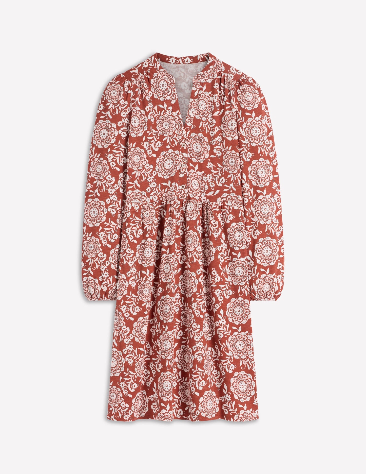 Amy Short Jersey Dress-Brown, Decorative Blossom