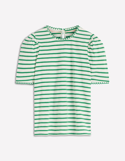 Ali Trim T-shirt-Ivory and Amazon Stripe