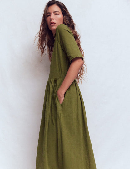 Aria Collared Jersey Dress-Promenade Green