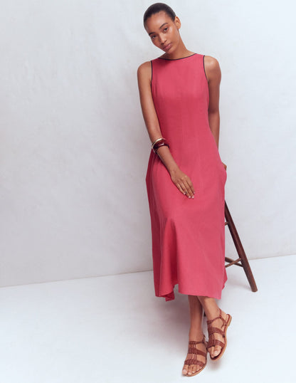 Annet Linen Blend Midi Dress-Cherry Blush