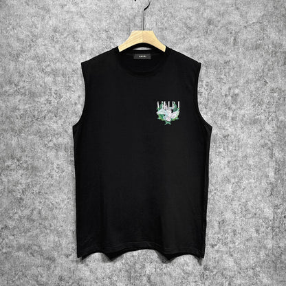 Amiri tank top pink parrot printing