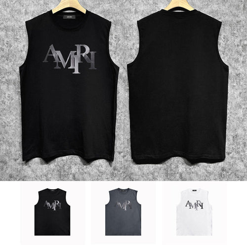 Amiri tank top gray gradient letterprinting