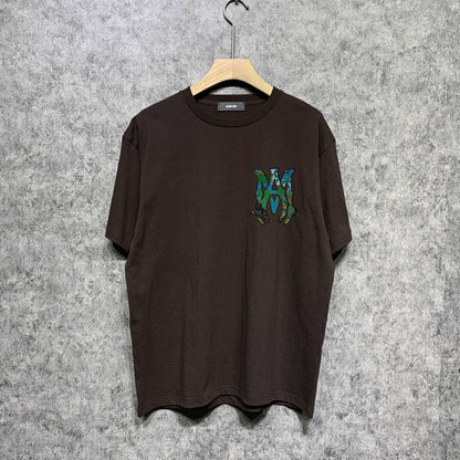 Amiri t shirts camouflage letterprinting short sleeves