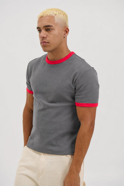 Charlie Ringer Tee Dark Grey