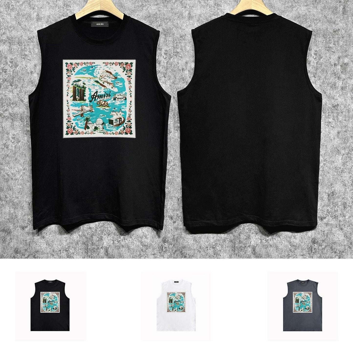 Amiri tank top water estate printing