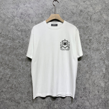 Amiri t shirts flower shield printing short sleeve