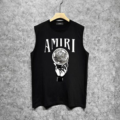 Amiri tank top hand held planet printing