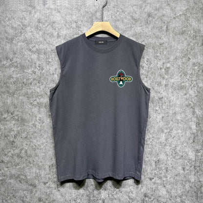 Amiri tank top gray wolf cross print