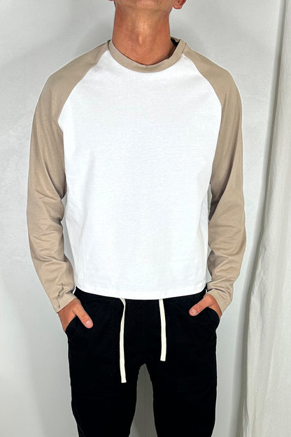 Crop Box Raglan Long Sleeve Light Khaki - FINAL SALE