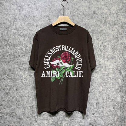 Amiri t shirts rose printing short sleeve