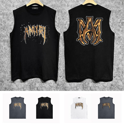 Amiri tank top splashed paint skeleton printing