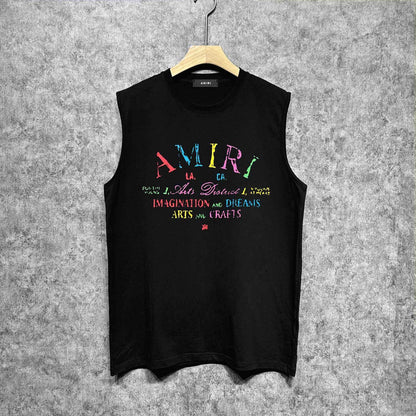 Amiri tank top watercolor cartoon letterprinting