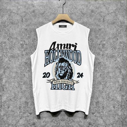 Amiri tank top blue lion printing