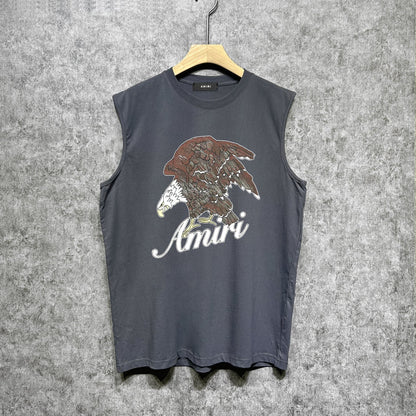 Amiri tank top brown flying eagle print
