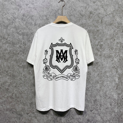 Amiri t shirts flower shield printing short sleeve