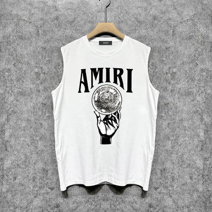 Amiri tank top hand held planet printing
