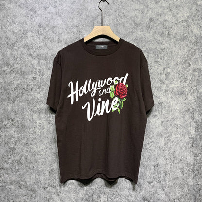 Amiri t shirts hollywood rose printing short sleeve