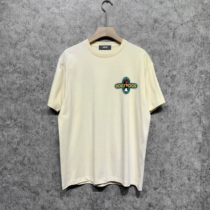 Amiri t shirts gray wolf cross printing short sleeve