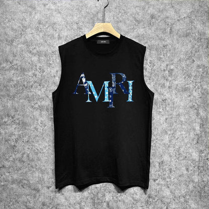 Amiri tank top cashew flower overlapping letterprinting
