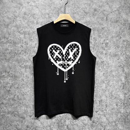 Amiri tank top splash paint heartprinting