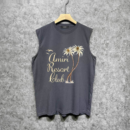 Amiri tank top coconut tree bird printing
