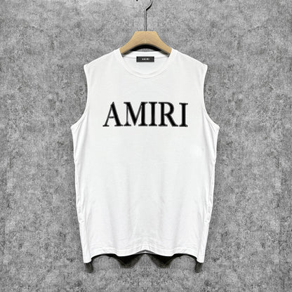 Amiri tank top white stripes simple letterprinting