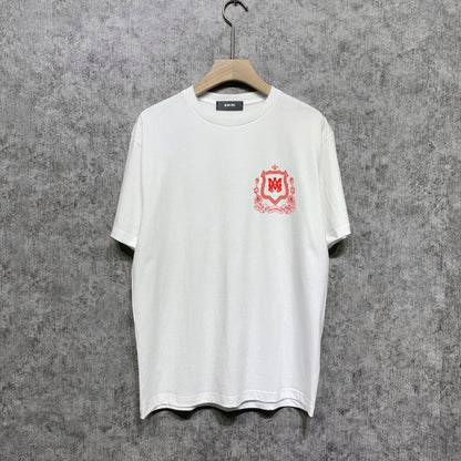 Amiri t shirts flower shield printing short sleeve