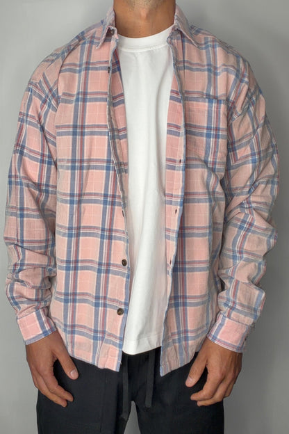 Cord Washed Check Shirt Salmon