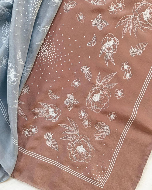 100% Silk Scarf (Rose Floral)