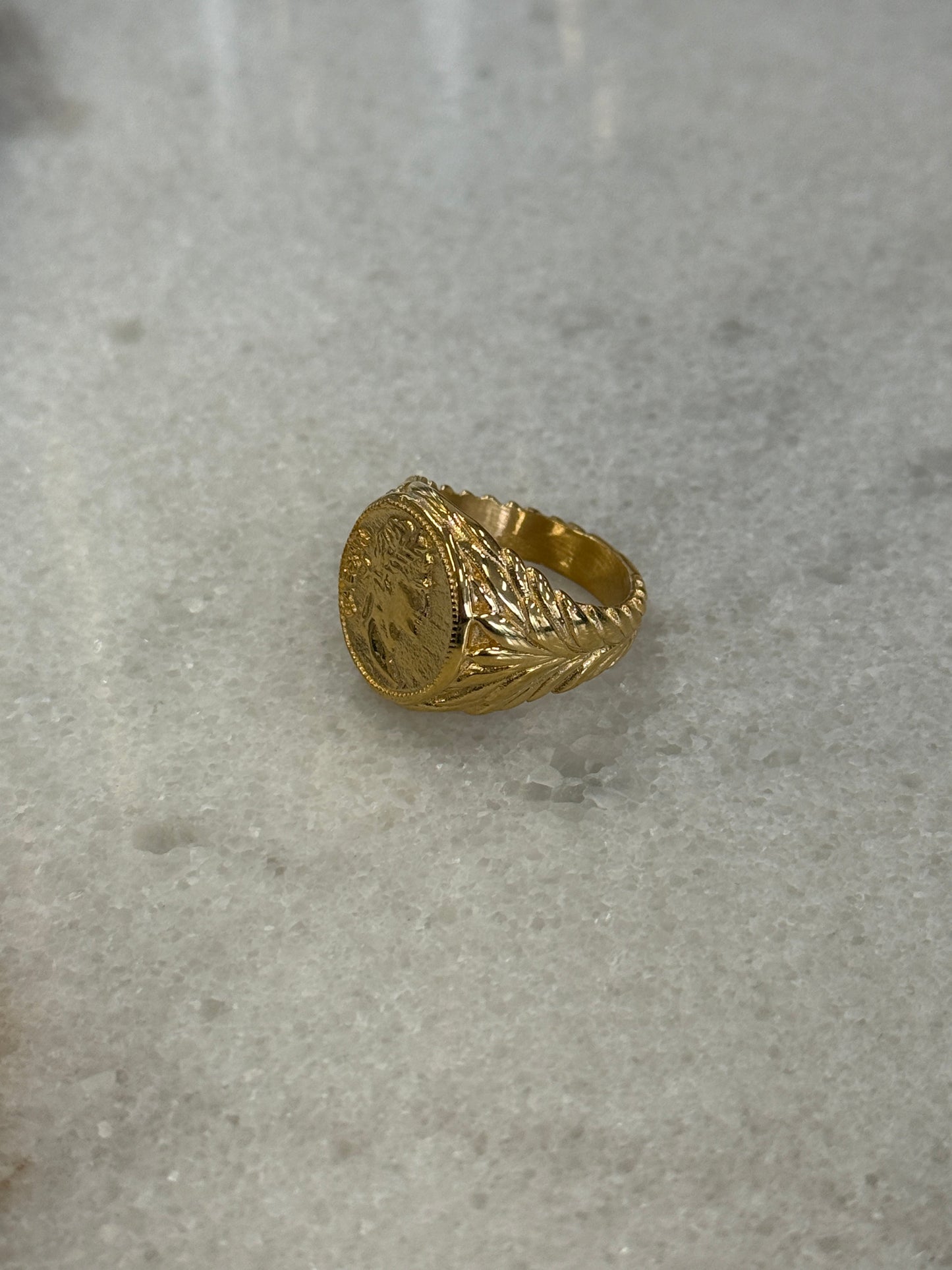 Coin Signet Ring Gold