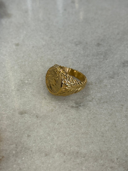 Coin Signet Ring Gold