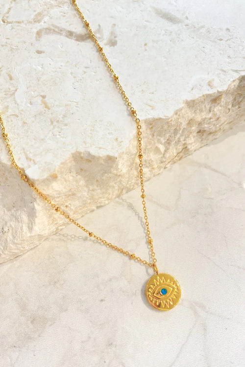 Emerald Evil Eye Necklace Gold